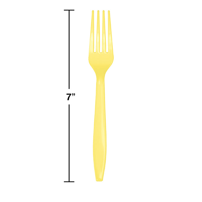 Mimosa Yellow Plastic Forks, 24 ct Party Decoration
