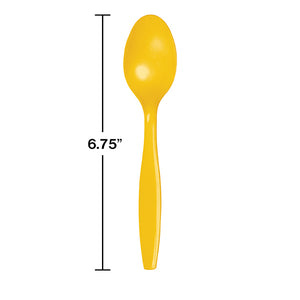School Bus Yellow Plastic Spoons, 24 ct Party Decoration