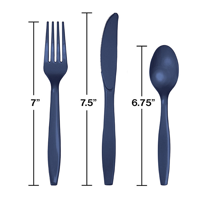 Navy Assorted Plastic Cutlery, 24 ct Party Decoration