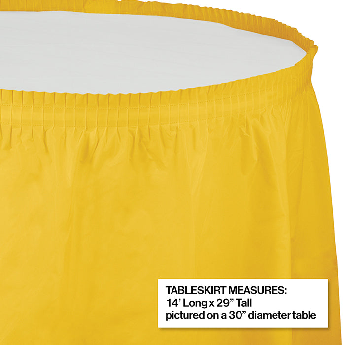 School Bus Yellow Plastic Tableskirt, 14' X 29"