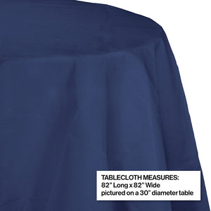 Navy Round Polylined TIssue Tablecover, 82" Party Decoration