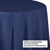 Navy Round Plastic Tablecover, 82