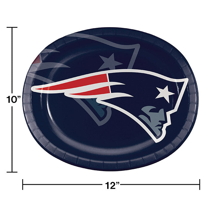 New England Patriots Oval Platter 10" X 12", 8 ct