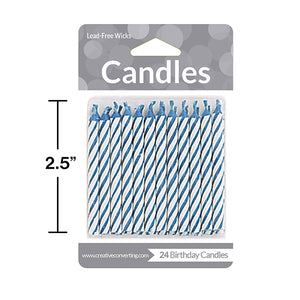 Blue Striped Candles, 24 ct Party Decoration