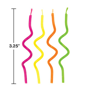 Neon Curly Candles, 12 ct Party Decoration