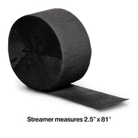 Black Velvet Crepe Streamers 81' Party Decoration
