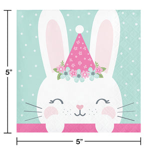 Bunny Party Birthday Beverage Napkins, 16 ct Party Decoration