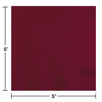 Burgundy Beverage Napkin, 3 Ply (50/Pkg)