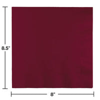 Burgundy Dinner Napkins 3Ply 1/4Fld (25/Pkg)