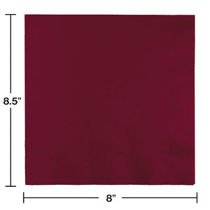 Burgundy Dinner Napkins 3Ply 1/4Fld, 25 ct Party Decoration