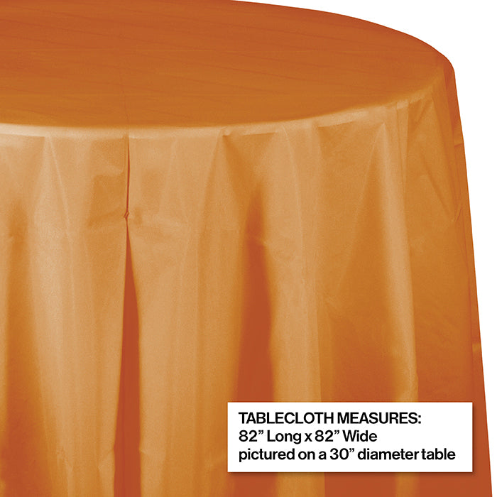 Pumpkin Spice Round Plastic Tablecover, 82" Party Decoration