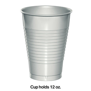 Shimmering Silver 12 Oz Plastic Cups, 20 ct Party Decoration