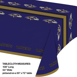 Baltimore Ravens Plastic Table Cover, 54" x 102" Party Decoration
