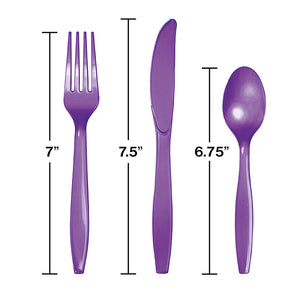 Amethyst Purple Assorted Plastic Cutlery, 24 ct Party Decoration
