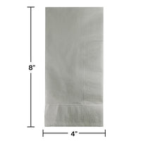 Shimmering Silver Dinner Napkins 2Ply 1/8Fld, 50 ct Party Decoration
