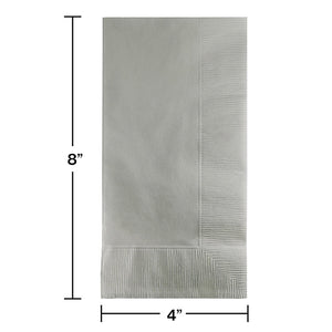 Shimmering Silver Dinner Napkins 2Ply 1/8Fld, 100 ct Party Decoration