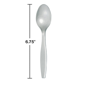 Shimmering Silver Plastic Spoons, 50 ct Party Decoration