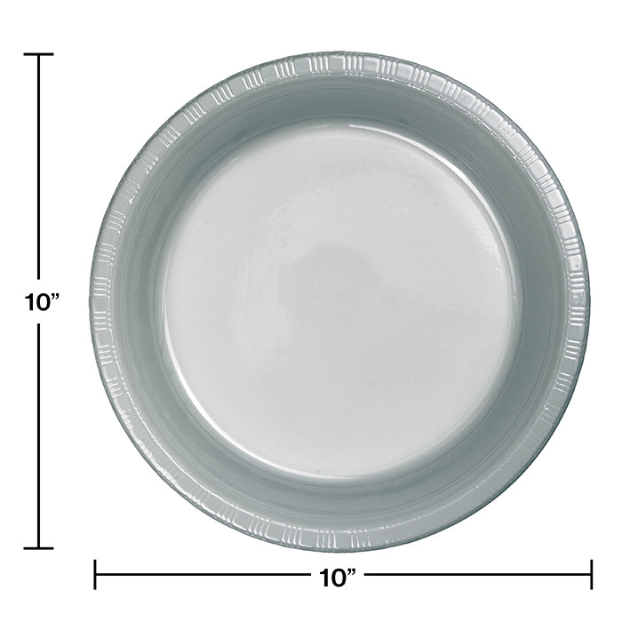 Shimmering Silver Plastic Banquet Plates, 20 ct