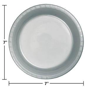 Shimmering Silver Plastic Dessert Plates, 20 ct Party Decoration