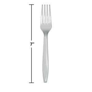 Shimmering Silver Plastic Forks, 24 ct Party Decoration