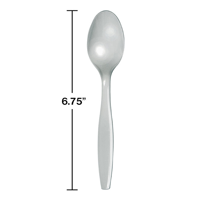 Shimmering Silver Plastic Spoons, 24 ct Party Decoration