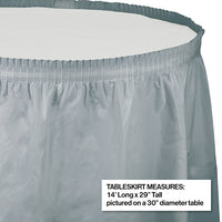 Shimmering Silver Plastic Tableskirt, 14' X 29