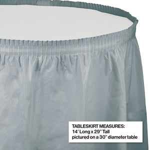 Shimmering Silver Plastic Tableskirt, 14' X 29" Party Decoration
