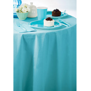 Bermuda Blue Round Polylined TIssue Tablecover, 82" Party Supplies