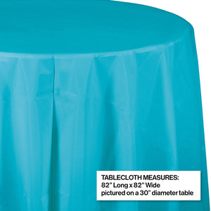Bermuda Blue Round Plastic Tablecover, 82" Party Decoration