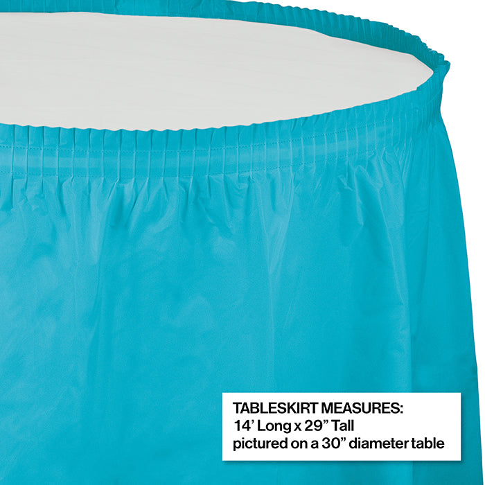 Bermuda Blue Plastic Tableskirt, 14' X 29"