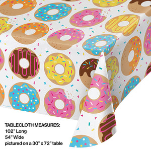 Donut Time Plastic Tablecover All Over Print, 54" X 102" Party Decoration