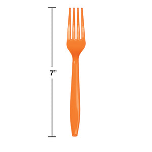 Sunkissed Orange Plastic Forks, 50 ct Party Decoration