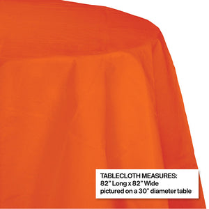 Sunkissed Orange Round Polylined TIssue Tablecover, 82" Party Decoration