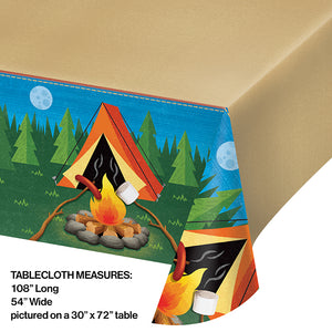 Camp Out Plastic Tablecover All Over Print, 54" X 102" Party Decoration