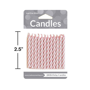Pink Striped Candles, 24 ct Party Decoration