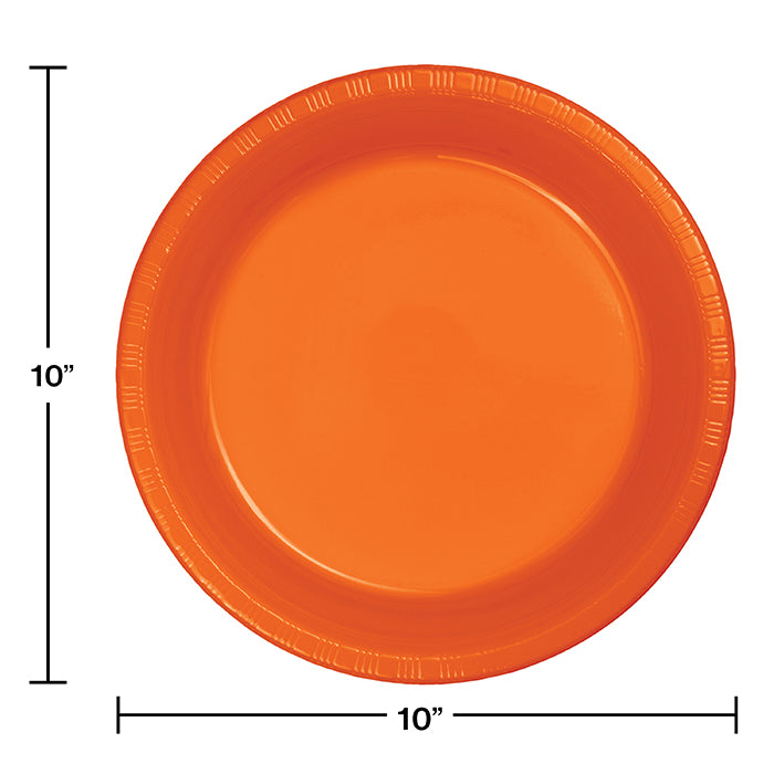 Sunkissed Orange Plastic Banquet Plates, 20 ct