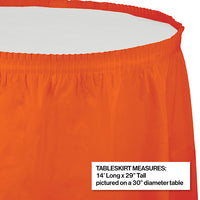 Sunkissed Orange Plastic Tableskirt, 14' X 29