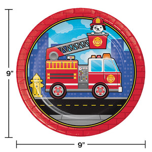 Fire Truck Paper Plates, 8 ct Party Decoration