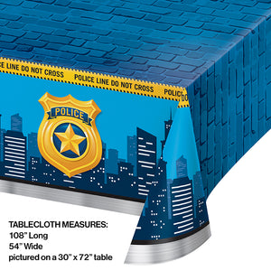 Police Party Plastic Tablecover All Over Print, 54" X 102" Party Decoration