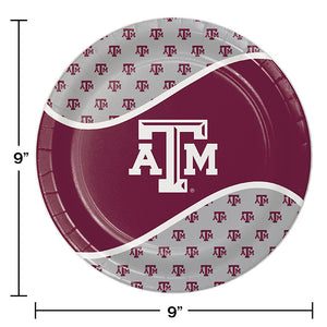 Texas A And M University Paper Plates, 8 ct Party Decoration