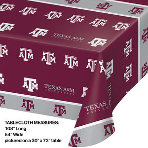 Texas A And M University Plastic Table Cover, 54" X 108" Party Decoration