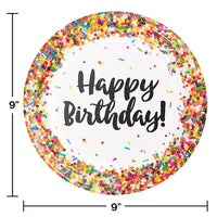 Confetti Sprinkles Paper Plates, 8 ct Party Decoration