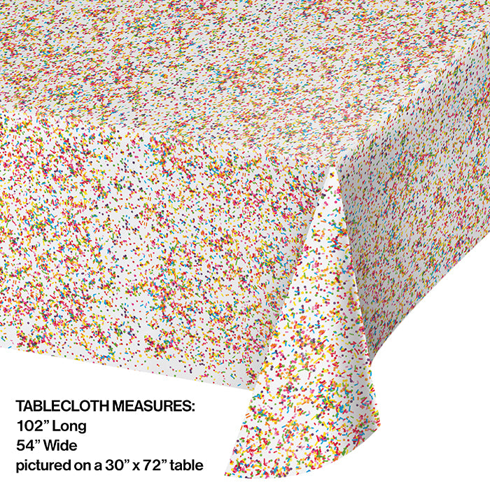 Sprinkles Plastic Tablecover All Over Print, 54" X 102" Party Decoration