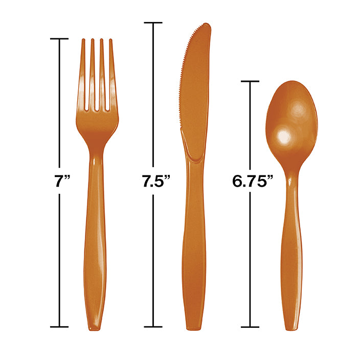 Pumpkin Spice Orange Assorted Plastic Cutlery, 24 ct Party Decoration