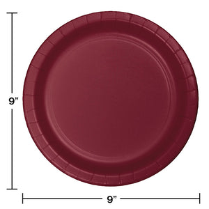 Burgundy Red Paper Plates, 24 ct Party Decoration