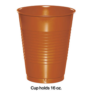 Pumpkin Spice Orange 16 Oz Plastic Cups, 20 ct Party Decoration