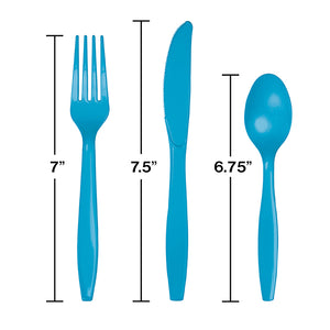 Turquoise Blue Assorted Plastic Cutlery, 24 ct Party Decoration