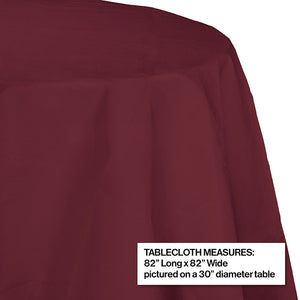 Burgundy Round Polylined TIssue Tablecover, 82" Party Decoration