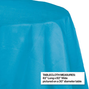 Turquoise Round Polylined TIssue Tablecover, 82" Party Decoration