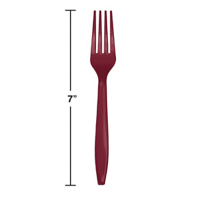 Burgundy Red Plastic Forks, 24 ct Party Decoration
